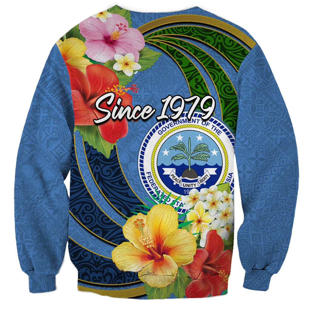Micronesia Constitution Day Sweatshirt Hibiscus and Tapa Tribal Pattern LT03 - Polynesian Pride