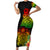 Polynesia Victory Day Family Matching Short Sleeve Bodycon Dress and Hawaiian Shirt Tribal Turtle and Hibiscus LT03 Mom's Dress Reggae - Polynesian Pride