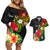 Wallis and Futuna Victory Day Couples Matching Off Shoulder Short Dress and Hawaiian Shirt Tribal Polynesian Tattoo and Hibiscus Flower LT03 Reggae - Polynesian Pride