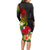 Wallis and Futuna Victory Day Long Sleeve Bodycon Dress Tribal Polynesian Tattoo and Hibiscus Flower LT03 - Polynesian Pride