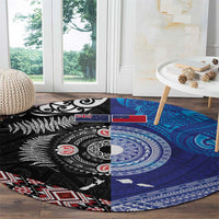 Samoa and Aotearoa Together Round Carpet Tatau Art Tattoos-Taniko and Maori with Fern LT03 - Polynesian Pride