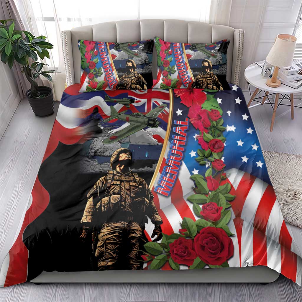 Hawaii and United States Memorial Day Bedding Set Honor and Remember The Fallen LT03 - Polynesian Pride