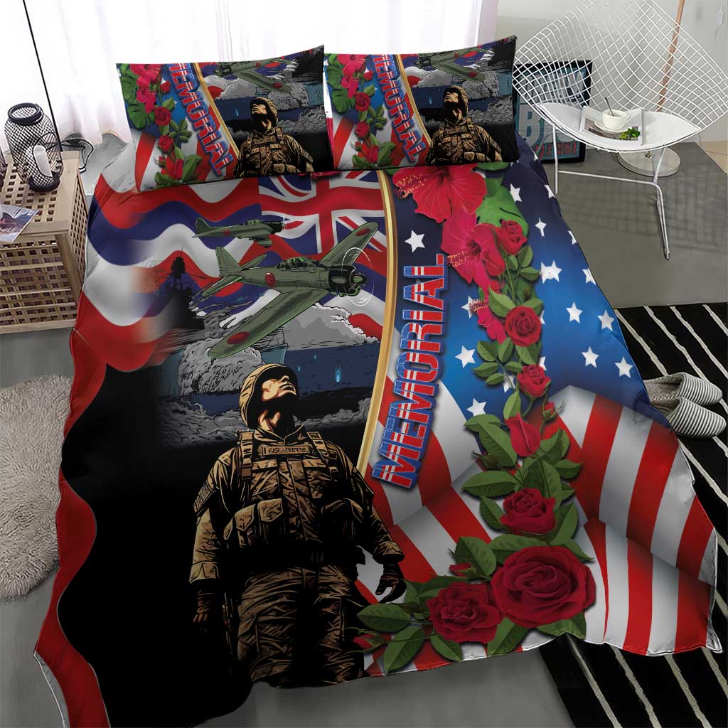 Hawaii and United States Memorial Day Bedding Set Honor and Remember The Fallen LT03 - Polynesian Pride