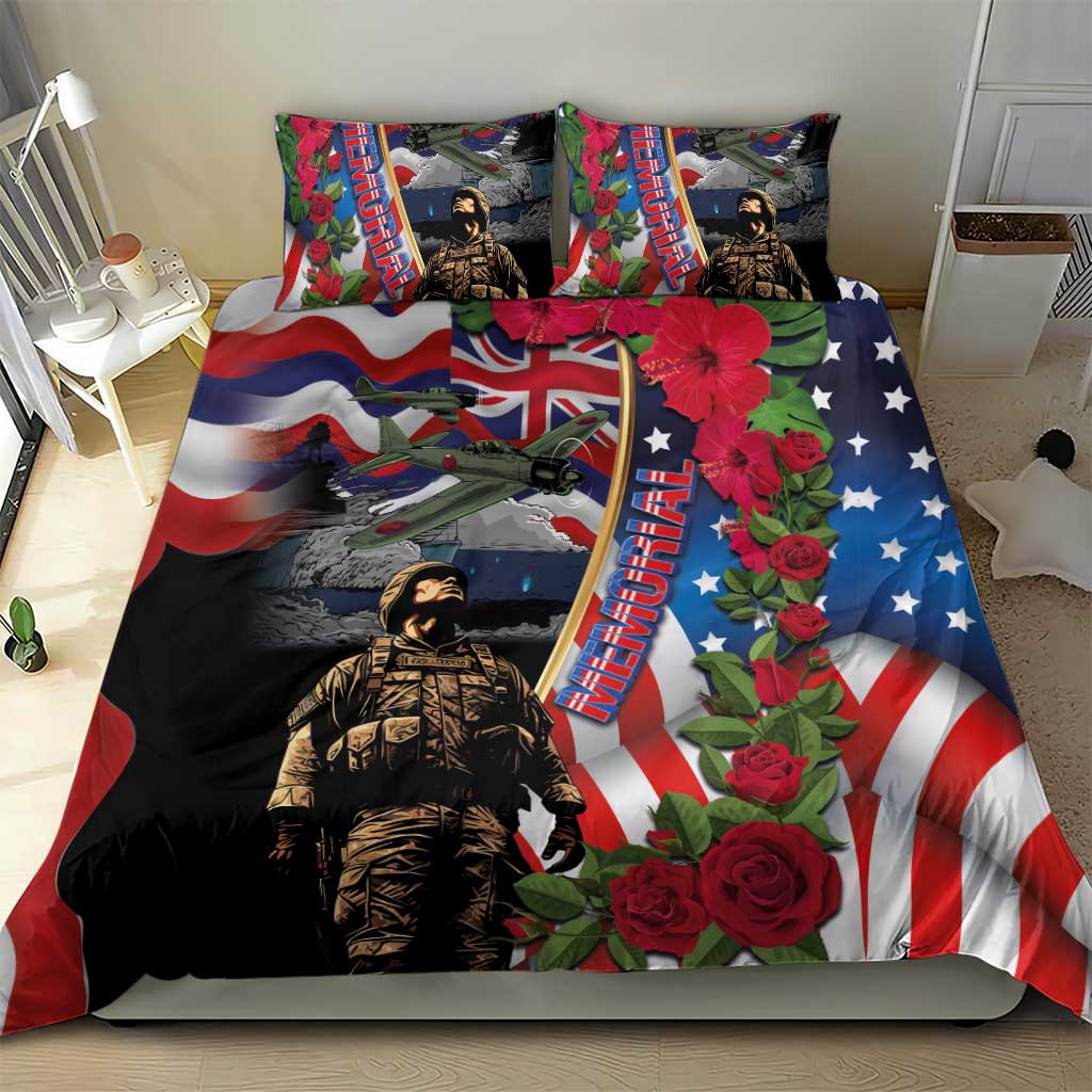 Hawaii and United States Memorial Day Bedding Set Honor and Remember The Fallen LT03 - Polynesian Pride