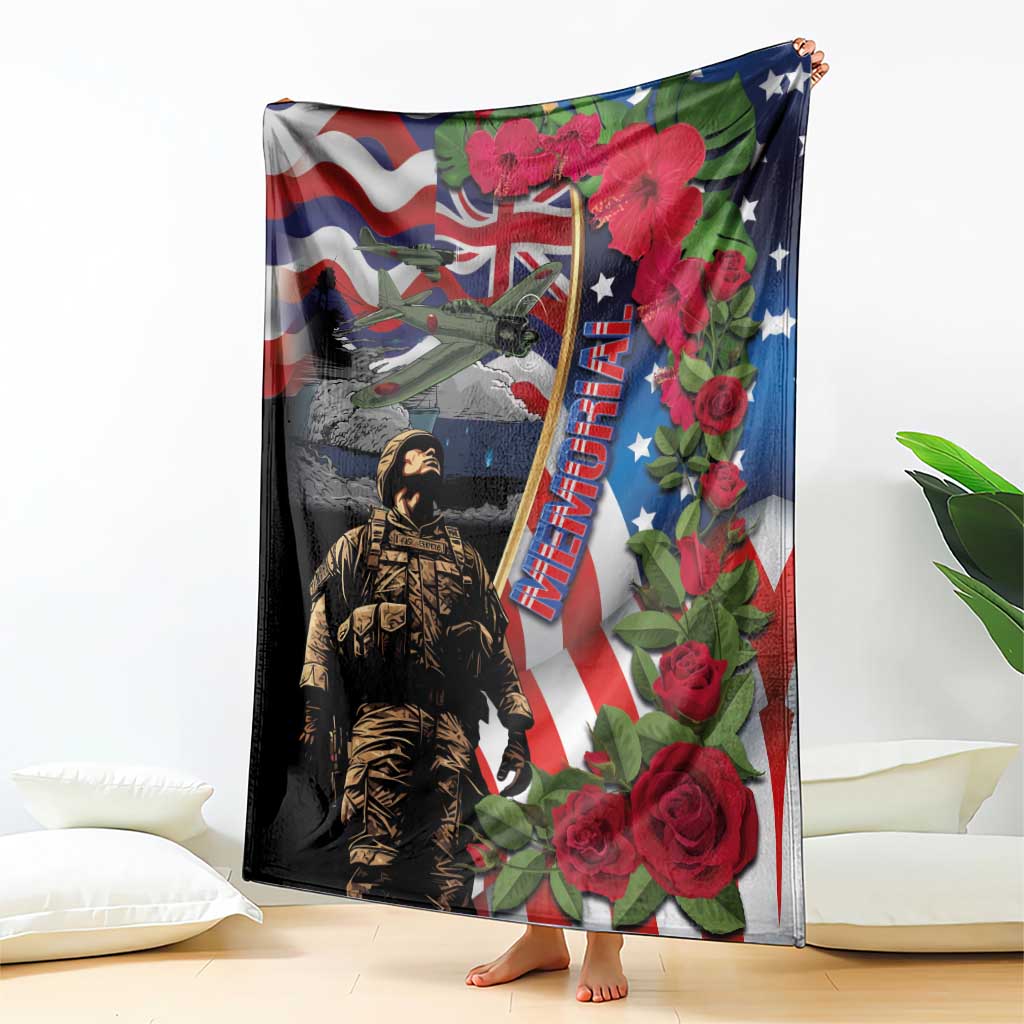 Hawaii and United States Memorial Day Blanket Honor and Remember The Fallen LT03 - Polynesian Pride