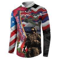 Hawaii and United States Memorial Day Button Sweatshirt Honor and Remember The Fallen LT03 - Polynesian Pride