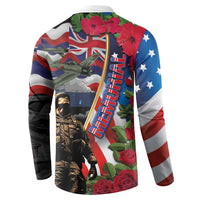 Hawaii and United States Memorial Day Button Sweatshirt Honor and Remember The Fallen LT03 - Polynesian Pride