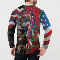 Hawaii and United States Memorial Day Button Sweatshirt Honor and Remember The Fallen LT03 - Polynesian Pride