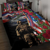 Hawaii and United States Memorial Day Quilt Bed Set Honor and Remember The Fallen LT03 Blue - Polynesian Pride