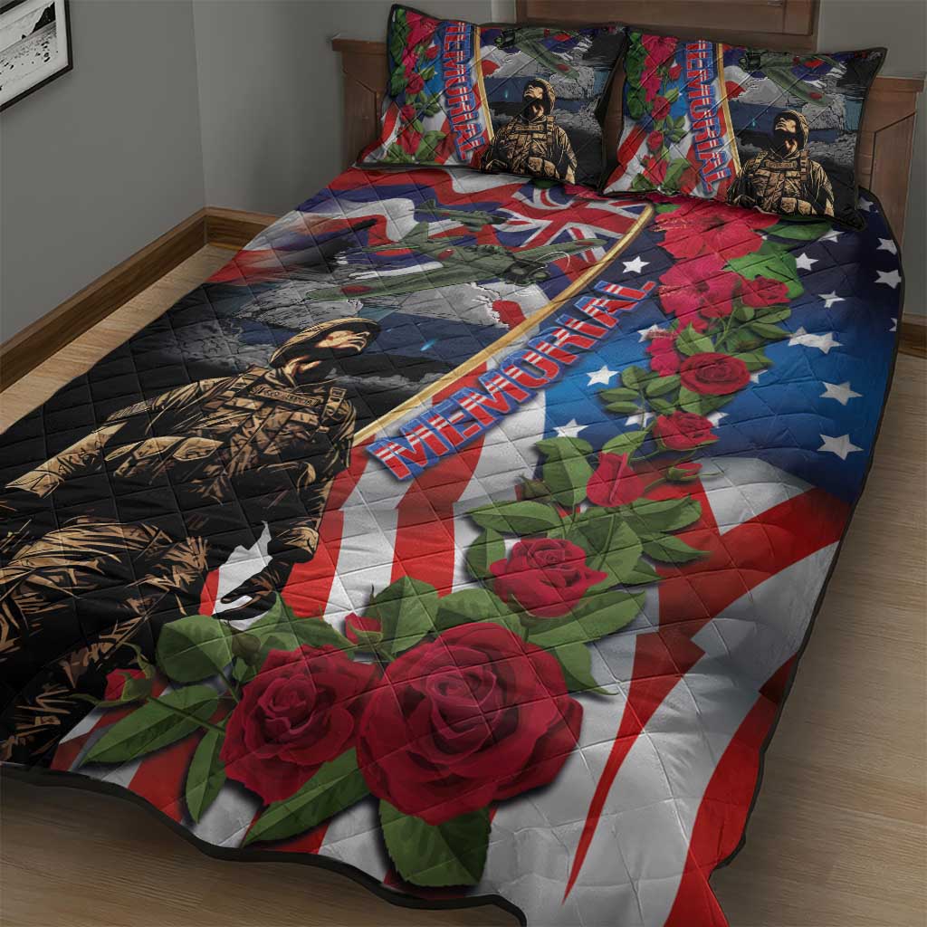 Hawaii and United States Memorial Day Quilt Bed Set Honor and Remember The Fallen LT03 - Polynesian Pride