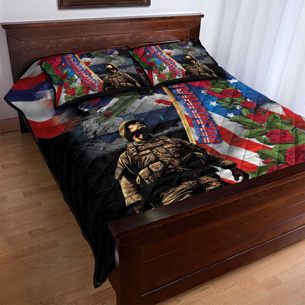 Hawaii and United States Memorial Day Quilt Bed Set Honor and Remember The Fallen LT03 - Polynesian Pride