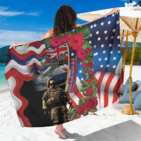 Hawaii and United States Memorial Day Sarong Honor and Remember The Fallen LT03 One Size 44 x 66 inches Blue - Polynesian Pride