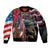 Hawaii and United States Memorial Day Sleeve Zip Bomber Jacket Honor and Remember The Fallen