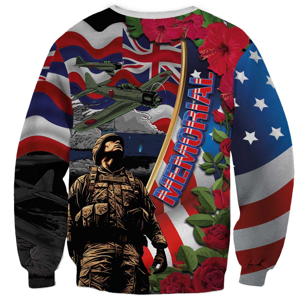 Hawaii and United States Memorial Day Sweatshirt Honor and Remember The Fallen LT03 - Polynesian Pride