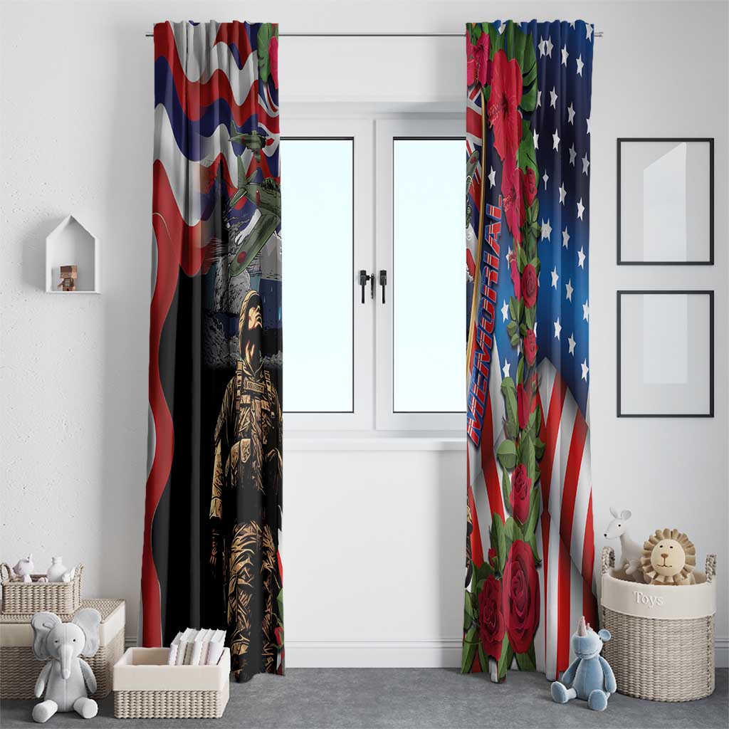 Hawaii and United States Memorial Day Window Curtain Honor and Remember The Fallen LT03 - Polynesian Pride