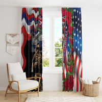 Hawaii and United States Memorial Day Window Curtain Honor and Remember The Fallen LT03 - Polynesian Pride