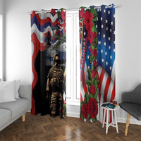 Hawaii and United States Memorial Day Window Curtain Honor and Remember The Fallen LT03 With Grommets Blue - Polynesian Pride
