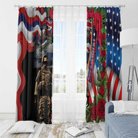 Hawaii and United States Memorial Day Window Curtain Honor and Remember The Fallen LT03 - Polynesian Pride