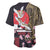 Japanese Culture and Hawaiian Tribal Baseball Jersey Sakura Blossom Tapa Pattern