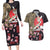 Japanese Culture and Hawaiian Tribal Couples Matching Long Sleeve Bodycon Dress and Hawaiian Shirt Sakura Blossom Tapa Pattern