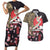 Japanese Culture and Hawaiian Tribal Couples Matching Short Sleeve Bodycon Dress and Hawaiian Shirt Sakura Blossom Tapa Pattern