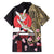 Japanese Culture and Hawaiian Tribal Family Matching Long Sleeve Bodycon Dress and Hawaiian Shirt Sakura Blossom Tapa Pattern