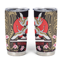 Japanese Culture and Hawaiian Tribal Tumbler Cup Sakura Blossom Tapa Pattern LT03 Black - Polynesian Pride