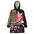 Japanese Culture and Hawaiian Tribal Wearable Blanket Hoodie Sakura Blossom Tapa Pattern