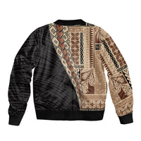 Samoa Siapo Motif Half Style Bomber Jacket Brown Version LT03 - Polynesian Pride