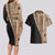 Samoa Siapo Motif Half Style Couples Matching Long Sleeve Bodycon Dress and Hawaiian Shirt Brown Version