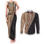 Samoa Siapo Motif Half Style Couples Matching Tank Maxi Dress and Long Sleeve Button Shirt Brown Version