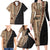 Samoa Siapo Motif Half Style Family Matching Long Sleeve Bodycon Dress and Hawaiian Shirt Brown Version