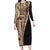 Samoa Siapo Motif Half Style Family Matching Long Sleeve Bodycon Dress and Hawaiian Shirt Brown Version