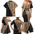 Samoa Siapo Motif Half Style Family Matching Mermaid Dress and Hawaiian Shirt Brown Version