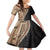 Samoa Siapo Motif Half Style Family Matching Off The Shoulder Long Sleeve Dress and Hawaiian Shirt Brown Version