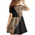 Samoa Siapo Motif Half Style Family Matching Off Shoulder Short Dress and Hawaiian Shirt Brown Version