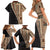 Samoa Siapo Motif Half Style Family Matching Short Sleeve Bodycon Dress and Hawaiian Shirt Brown Version