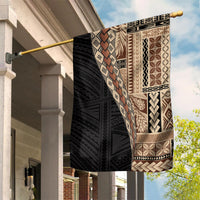 Samoa Siapo Motif Half Style Garden Flag Brown Version LT03 House Flag Brown - Polynesian Pride