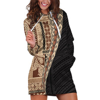 Samoa Siapo Motif Half Style Hoodie Dress Brown Version LT03 Brown - Polynesian Pride