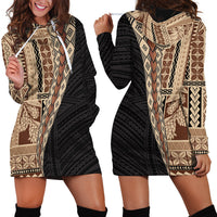 Samoa Siapo Motif Half Style Hoodie Dress Brown Version LT03 - Polynesian Pride