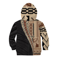 Samoa Siapo Motif Half Style Kid Hoodie Brown Version LT03 - Polynesian Pride