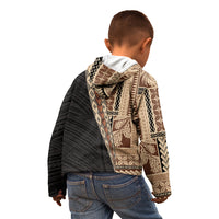Samoa Siapo Motif Half Style Kid Hoodie Brown Version LT03 - Polynesian Pride