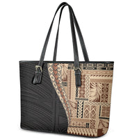Samoa Siapo Motif Half Style Leather Tote Bag Brown Version LT03 - Polynesian Pride
