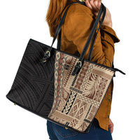 Samoa Siapo Motif Half Style Leather Tote Bag Brown Version LT03 - Polynesian Pride
