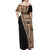 Samoa Siapo Motif Half Style Off Shoulder Maxi Dress Brown Version