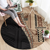 Samoa Siapo Motif Half Style Round Carpet Brown Version LT03 - Polynesian Pride
