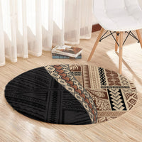Samoa Siapo Motif Half Style Round Carpet Brown Version LT03 - Polynesian Pride