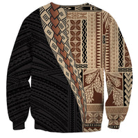 Samoa Siapo Motif Half Style Sweatshirt Brown Version LT03 - Polynesian Pride