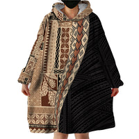 Samoa Siapo Motif Half Style Wearable Blanket Hoodie Brown Version LT03 - Polynesian Pride