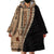 Samoa Siapo Motif Half Style Wearable Blanket Hoodie Brown Version